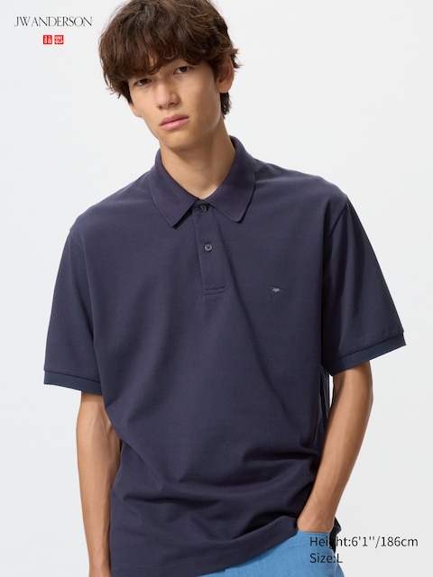 Uniqlo Navy - Dry Piqué Polo Shirt (Patterned) - Xl