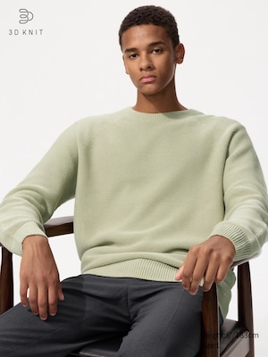 Washable 3D Knit Seamless Crew Neck Jumper