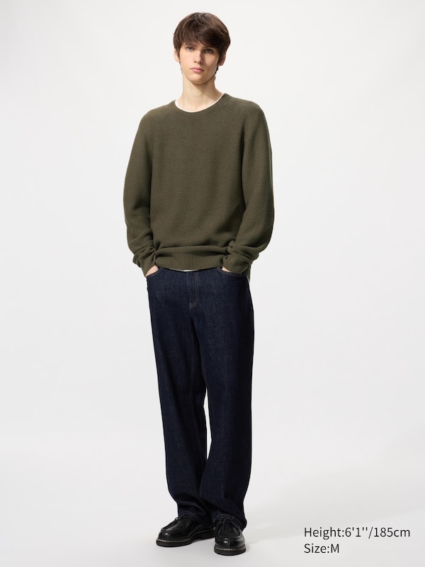 Washable 3D Knit Seamless Crew Neck Jumper