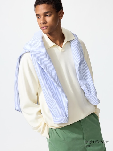 Uniqlo - Polo Côtelé En Maille Milano (Col Skipper, Lavable En Machine) - Blanc Cassé - M