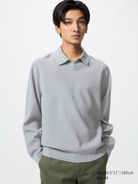 Uniqlo - Polo Côtelé En Maille Milano (Col Skipper, Lavable En Machine) - Gris - S