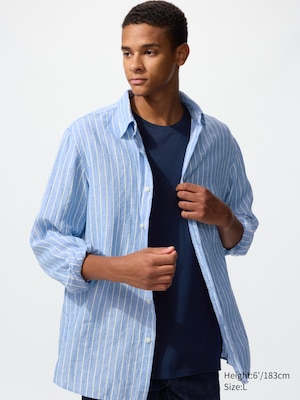 Chemise 100% lin premium (Rayée)