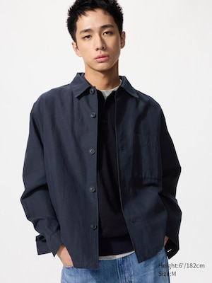 Cotton Linen Blend Shirt Jacket