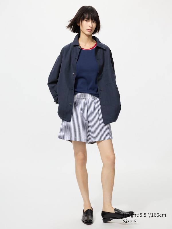 Cotton Linen Blend Shirt Jacket