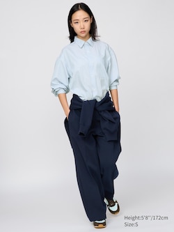 Broadcloth Oversized Shirt (Regular Collar, Striped)