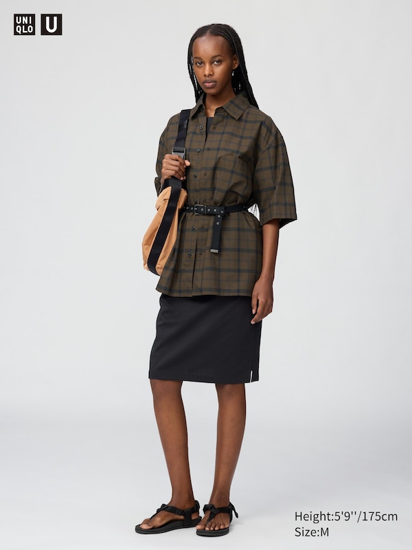 Bluse (boxy, kariert, Kurzarm)