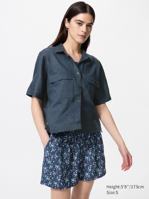 Uniqlo - Short Easy Drapé (Imprimé) - Bleu - Xxs