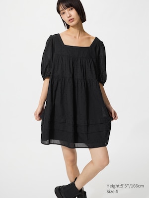 Cotton Dobby Mini Dress (Short Sleeve)