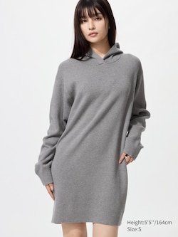 Smooth Cotton Knitted Hoodie Dress