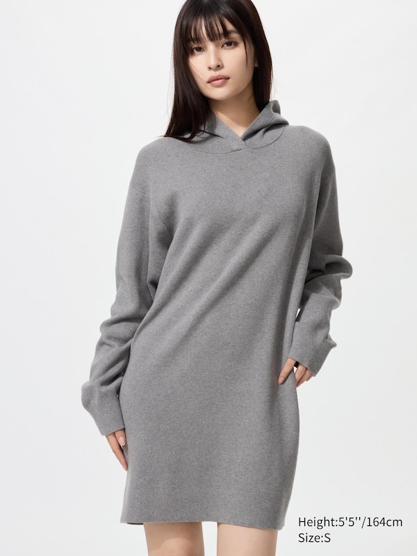 Smooth Cotton Knitted Hoodie Dress