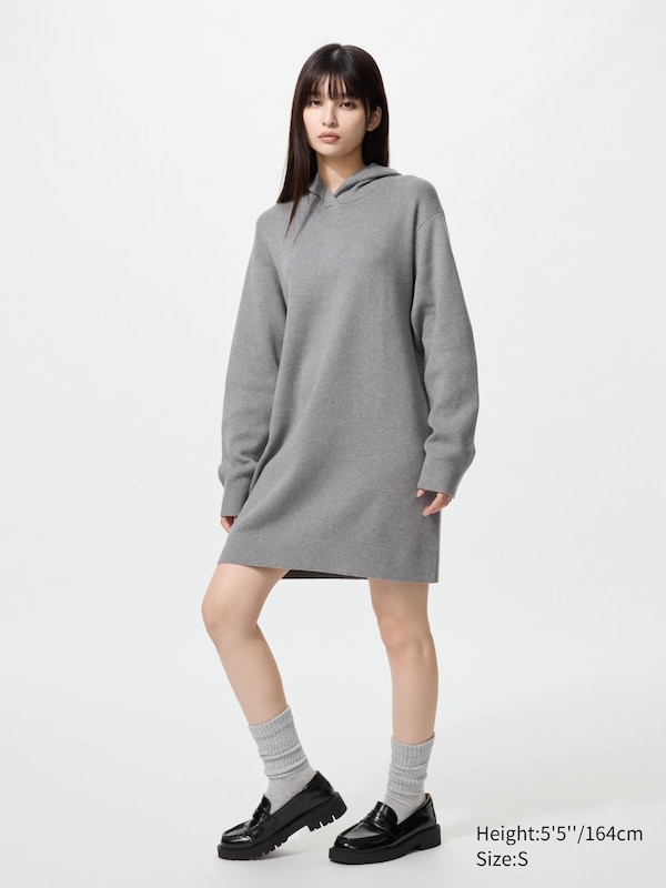 Smooth Cotton Knitted Hoodie Dress