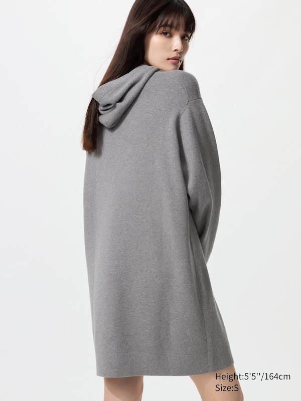Smooth Cotton Knitted Hoodie Dress