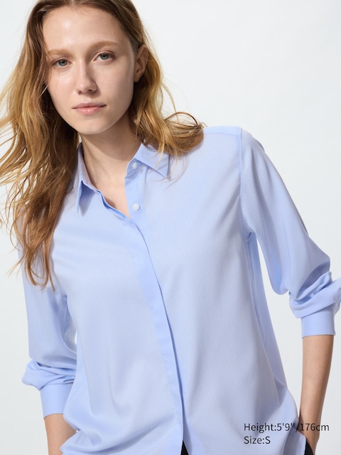 Uniqlo - Blouse En Rayonne (Rayée) - Bleu - Xxl