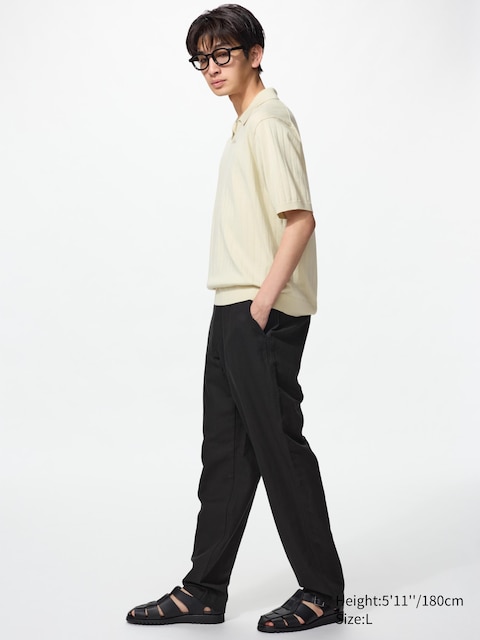 Uniqlo - Pantalon Relax En Lin Mélangé - Noir - Xxl