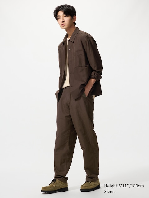 Uniqlo - Pantaloni Comodi Misto Lino - Marrone Scuro - L