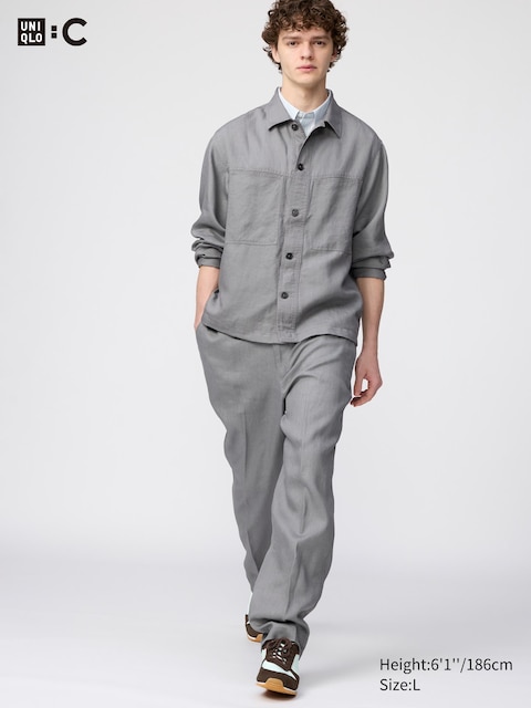 Uniqlo - Pantalon Large 100% Lin Premium - Gris - S