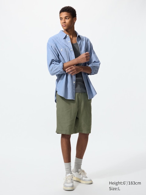 Uniqlo - Short Easy En Lin Mélangé - Vert Olive - Xxl