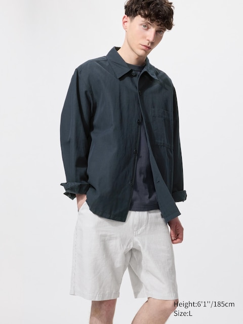 Uniqlo - Short Easy En Lin Mélangé (Rayé) - Gris - Xs