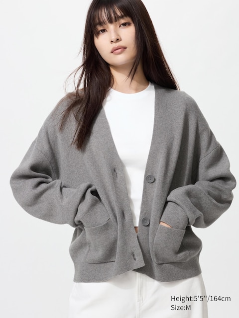 Uniqlo - Cardigan En Coton Doux (Col V) - Gris - S
