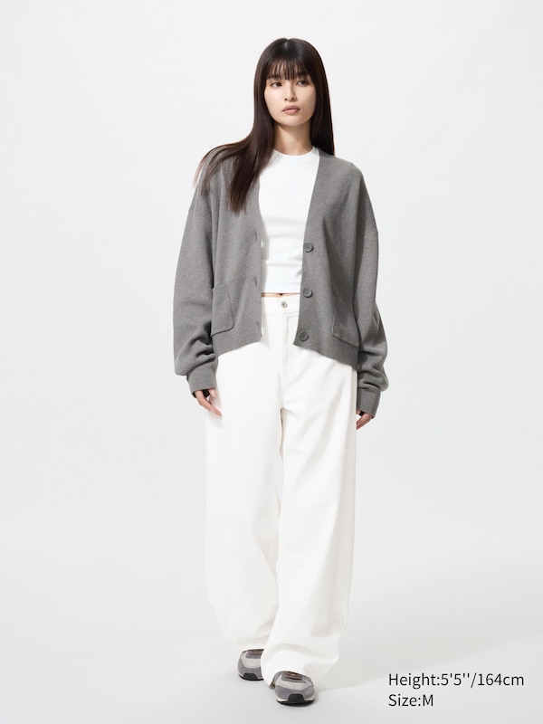 Smooth Cotton V Neck Cardigan