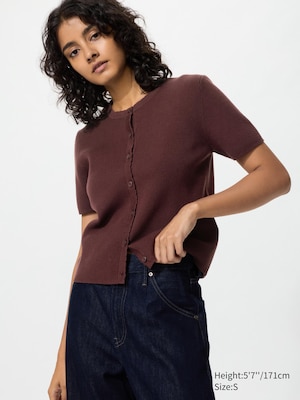 Scalloped Crew Neck Cardigan (Short Sleeve)