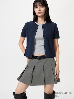 Scalloped Crew Neck Cardigan (Short Sleeve)