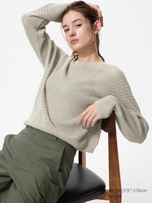 3D Knit Seamless Mesh Crew Neck Jumper