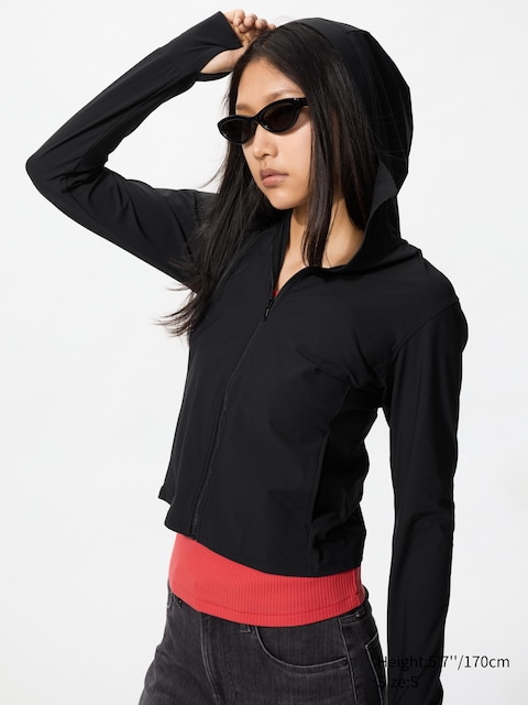 Uniqlo Sort - Ultra Stretch Airism Uv Protection Full-Zip Hoodie - L