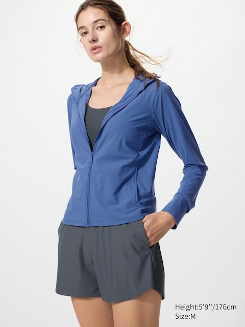 Uniqlo Blå - Ultra Stretch Airism Uv Protection Full-Zip Hoodie - S