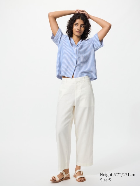 Uniqlo - Pantalon Fuselé En Lin Et Coton Mélangés - Blanc Cassé - S