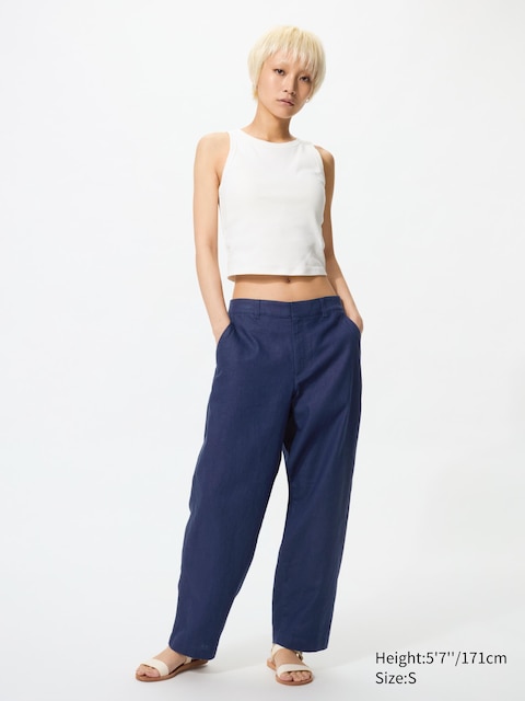 Uniqlo - Pantalon Fuselé En Lin Et Coton Mélangés - Bleu - M