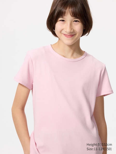 Uniqlo - Camiseta Canalé - 7-8 Años (130Cm) Rosa Unisex Niño