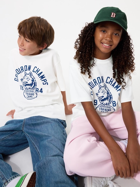 Uniqlo - T-Shirt Airism En Coton (Imprimé) - Blanc Cassé - 9-10 Ans (140Cm)