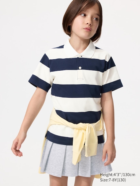 Uniqlo - Polo Dry Piqué Rayas - 9-10 Años (140Cm) Blanco Oscuro Unisex Niño