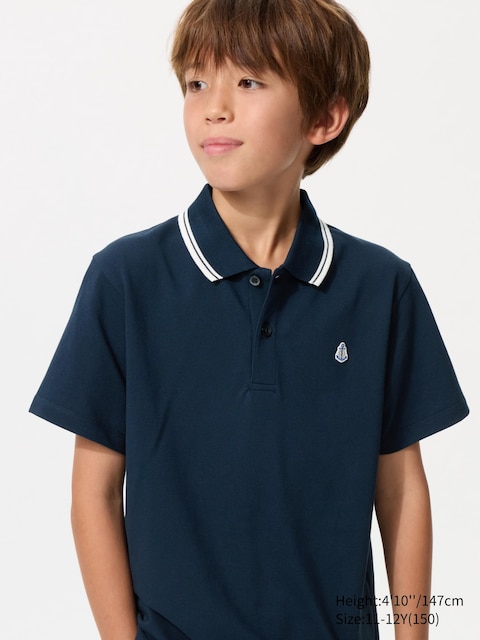 Uniqlo - Polo Dry Piqué Bordados - 13 Años (160 Cm) Azul Marino Unisex Niño