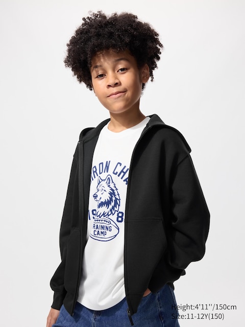 Uniqlo - Sudadera Dry Capucha - 7-8 Años (130Cm) Negro Unisex Niño