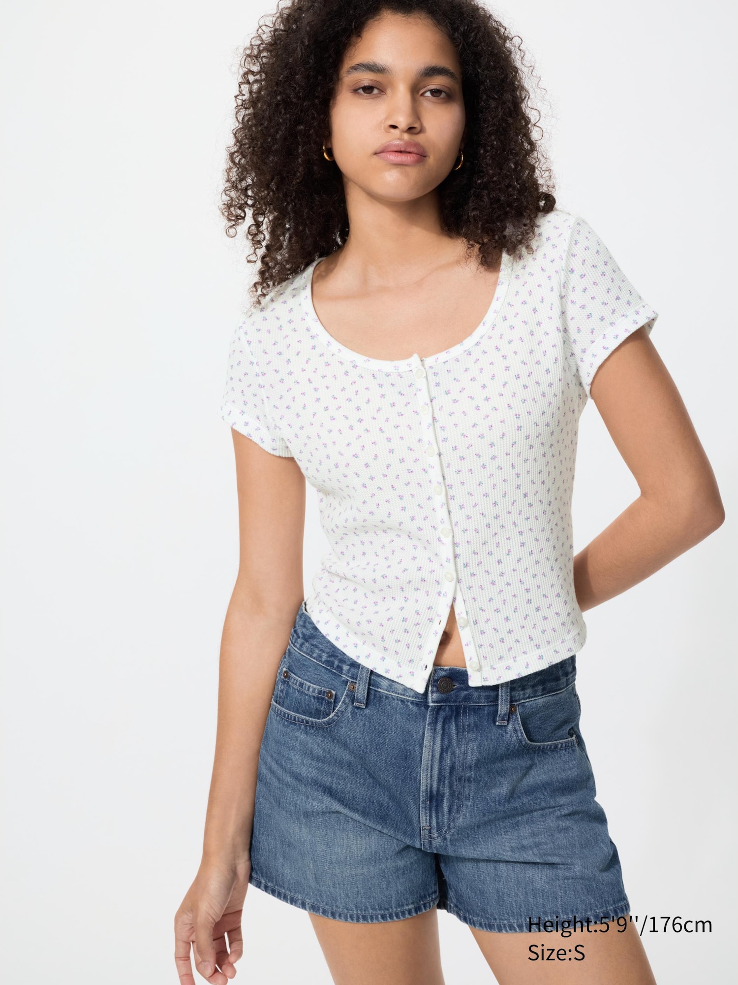 T-shirt a Nido d'Ape con Bottoni