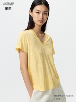 100% Linen V Neck T-Shirt