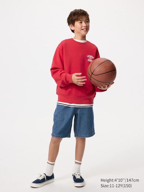 Uniqlo - Pantalón Corto Confort Vaquero - 7-8 Años (130Cm) Azul Unisex Niño