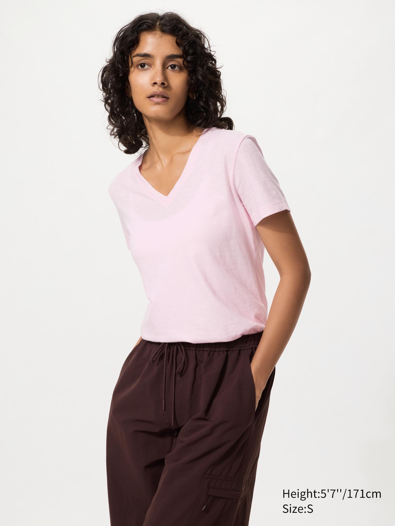 T-shirt Jersey Fiammato Scollo a V