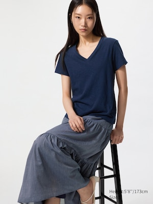 Slub Jersey V Neck T-Shirt