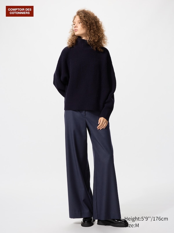 Wool Blend Wide Trousers