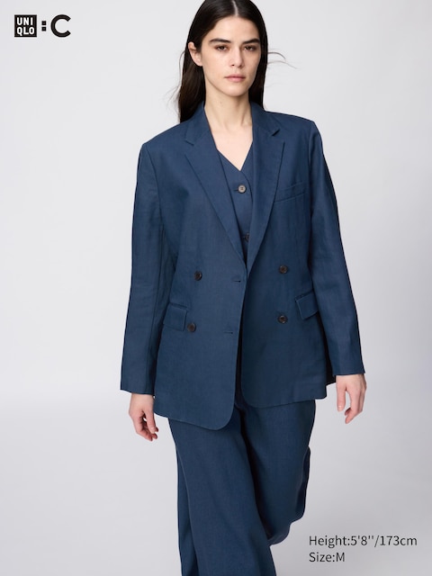 Uniqlo - Veste 100% Lin Premium - Bleu - M