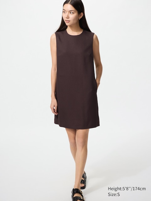 Uniqlo - Robe Courte Droite (Sans Manches) - Marron Foncé - M