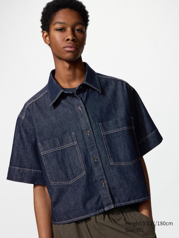 Denim Boxy Shirt (Half Sleeve)