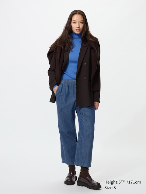 Uniqlo - Pantalon Relax 7/8Ème En Coton (Denim) - Bleu - Xxl