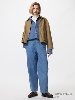 Pantalon Relax 7/8ème en coton (Long, Denim)