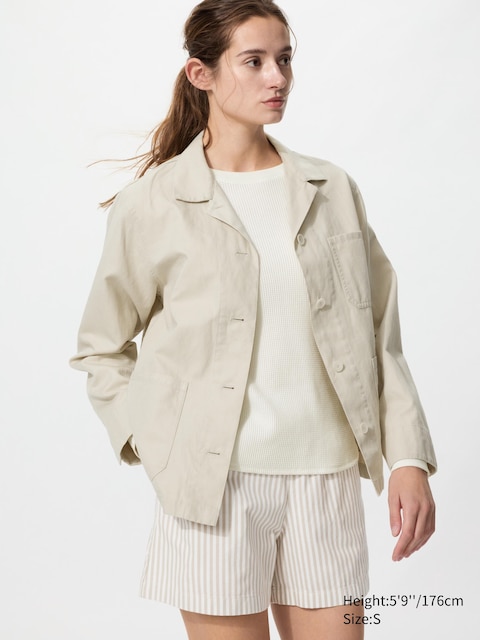 Uniqlo - Short Easy En Coton (Rayé) - Nude - M