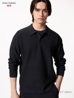 Washable 3D Knit Seamless Polo Shirt (Long Sleeve)