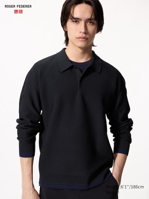 Uniqlo - Polo En Maille 3D Sans Coutures (Manches Longues, Lavable En Machine) - Noir - Xs